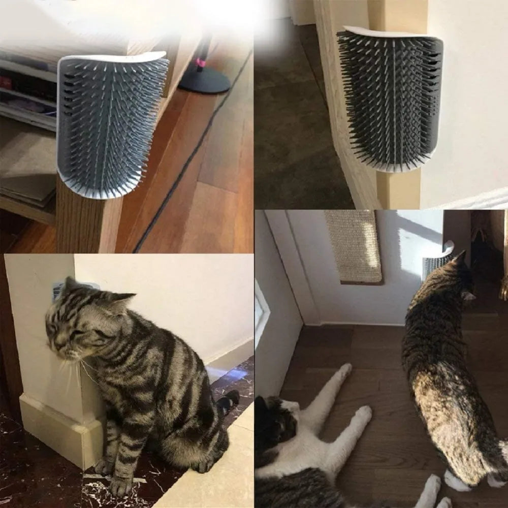 Zyvomart Cat Corner Scratcher Self Groomer with Catnip - Wall Corner Massage Comb & Hair Grooming Brush