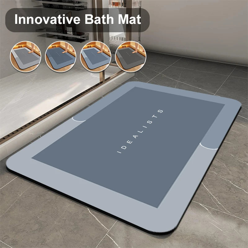 Super Absorbent Diatomite Bath Mat - Quick Dry Non-Slip Floor Rug