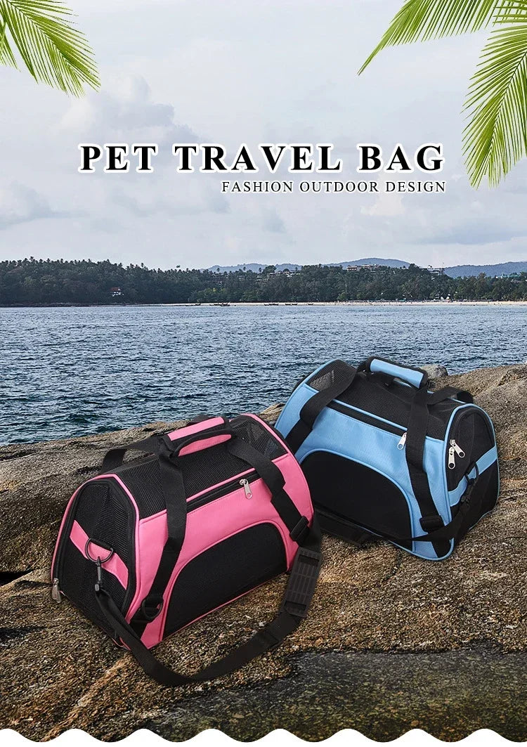Zyvomart Portable Foldable Pet Carrier Bag - Breathable Mesh Travel Transport Handbag for Cats & Dogs