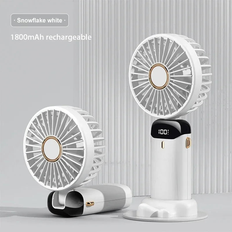 Zyvomart 5-Speed Foldable Neck Hanging Mini Fan with LED Display Screen