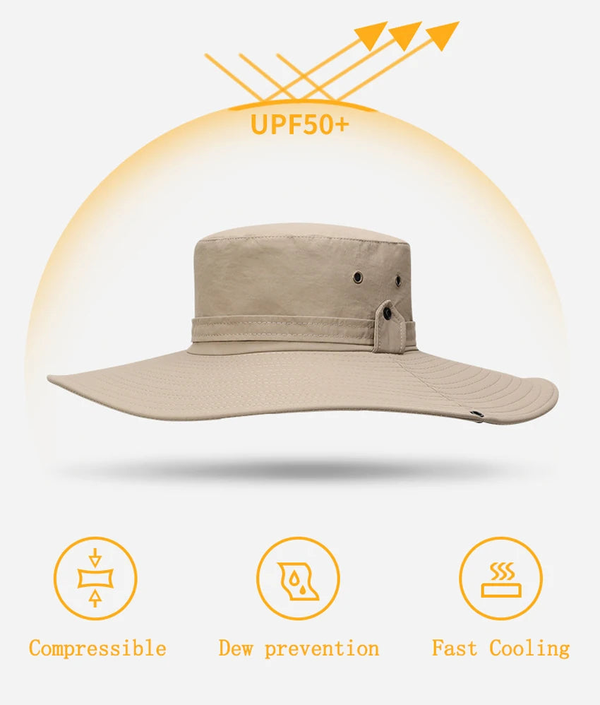 Zyvomart Men's Summer Bucket Hat Mesh Breathable Wide Brim Anti UV Fishing Cap