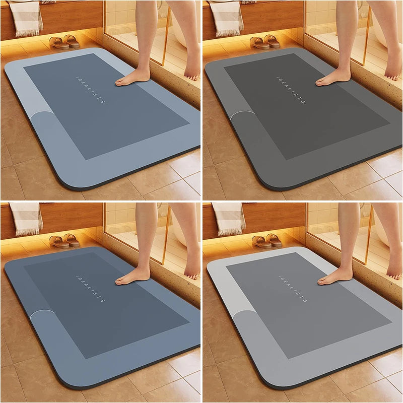 Super Absorbent Diatomite Bath Mat - Quick Dry Non-Slip Floor Rug