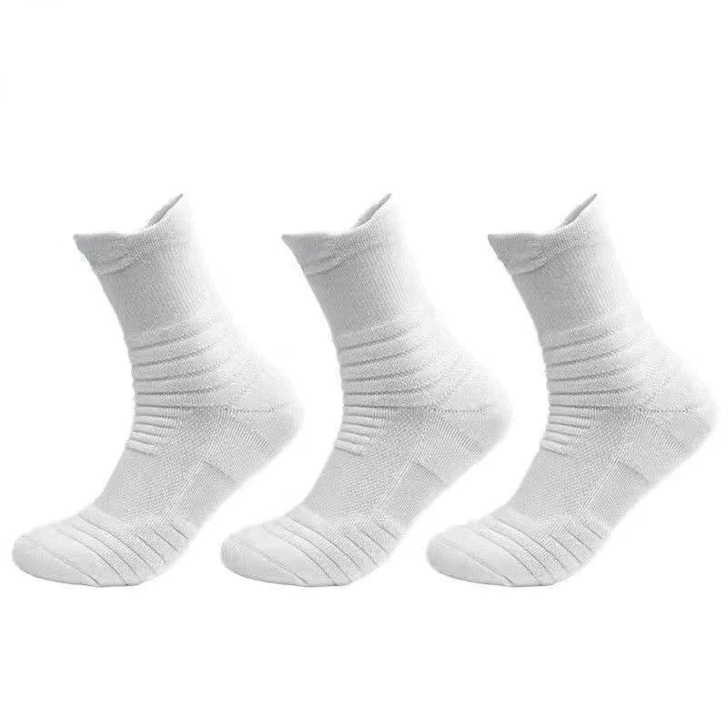 Zyvomart 3Pairs Men's Compression Socks Breathable Basketball Sports Tube Stockings