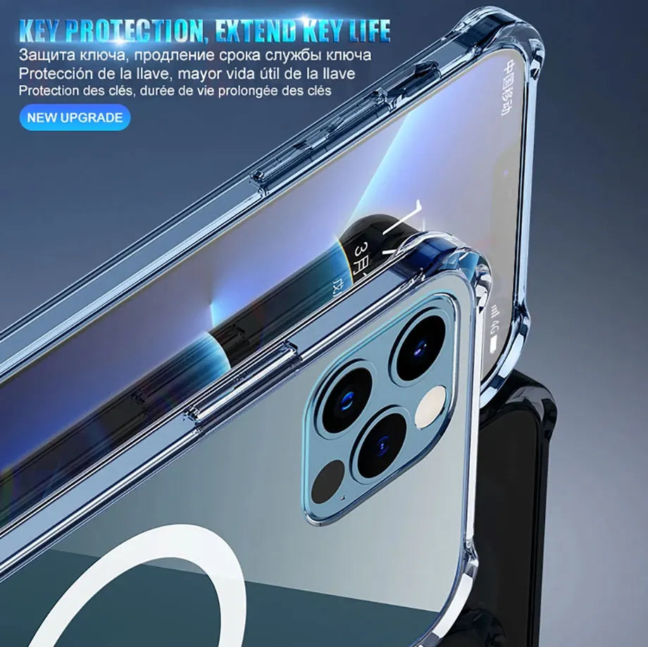 Clear Acrylic Magnetic Shockproof Case for iPhone 11-18 Pro Max