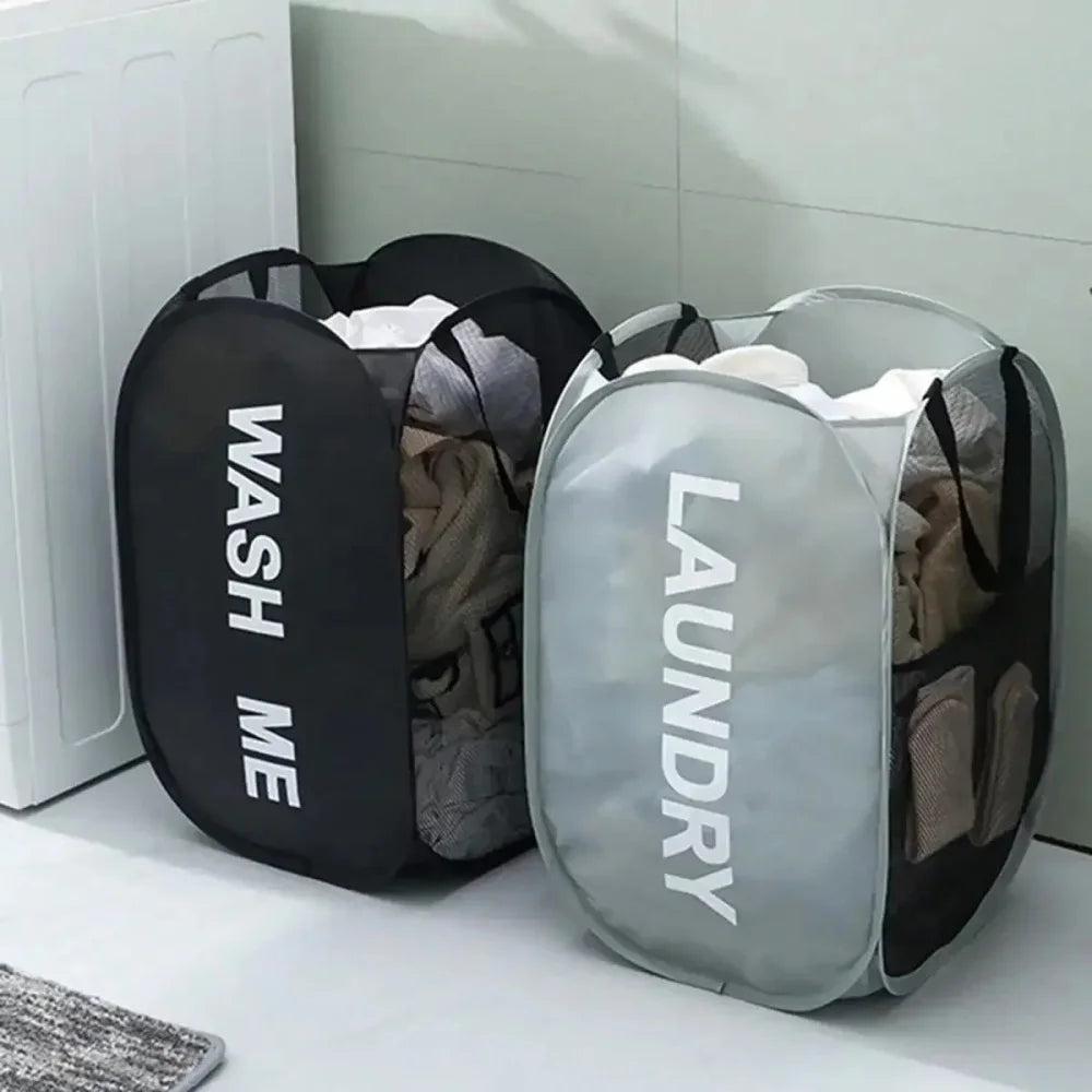 Collapsible Mesh Laundry Basket and Portable Storage Hamper