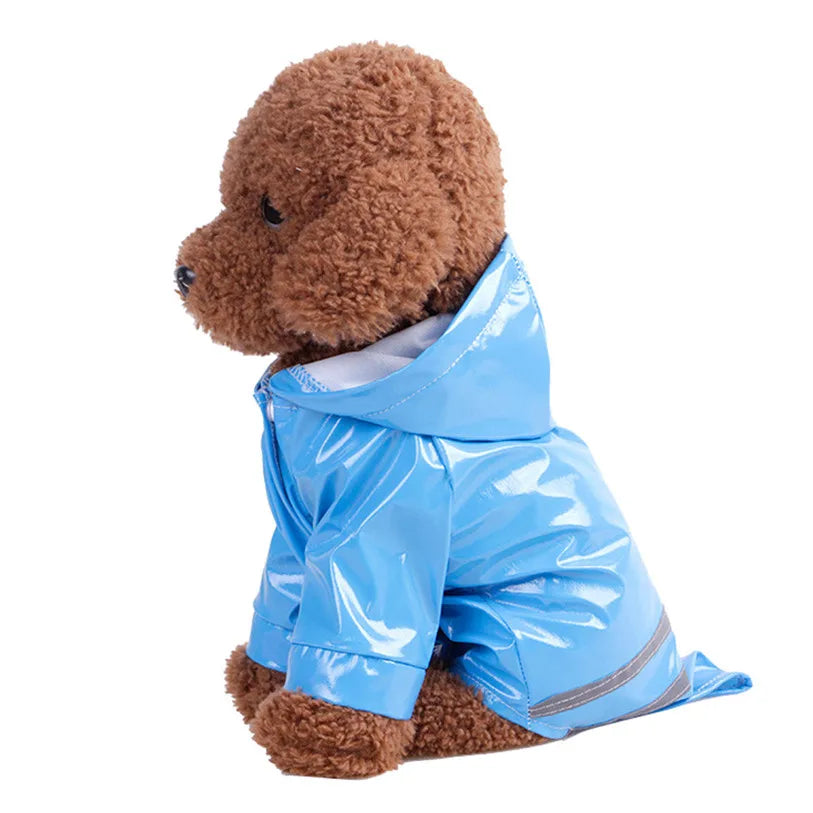 Zyvomart Summer Outdoor Waterproof Puppy Raincoat - PU Hooded Safety Jacket for Dogs & Cats