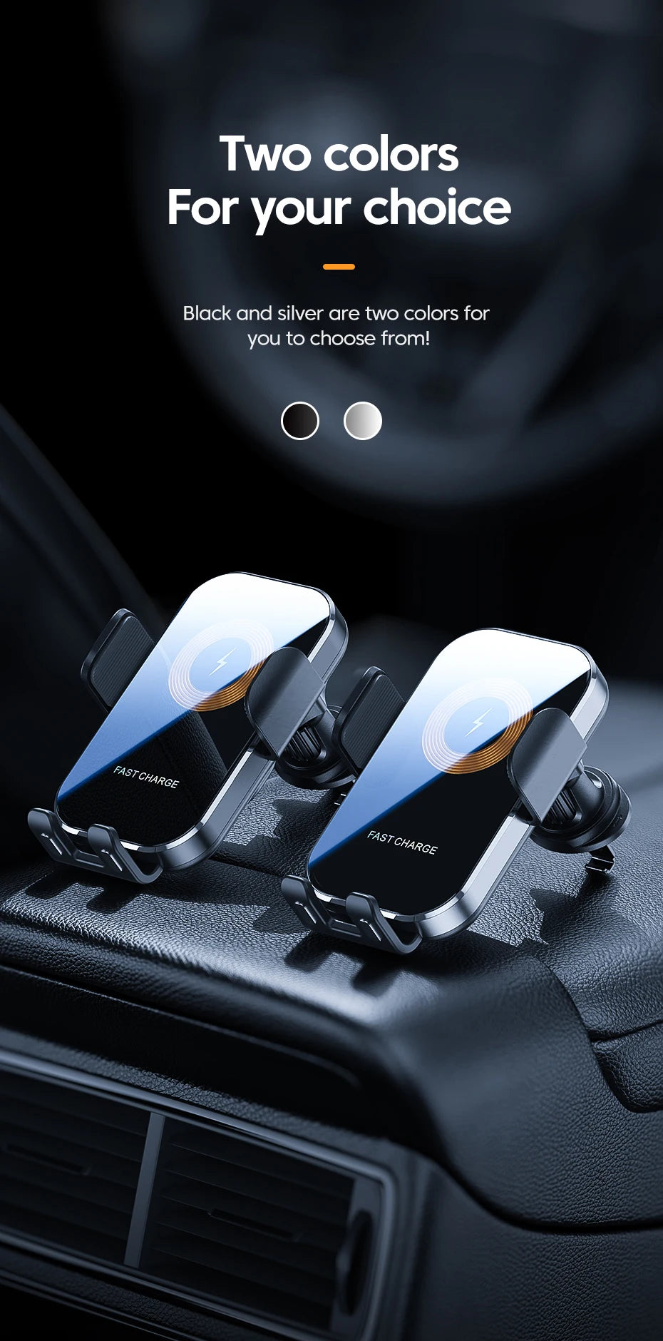 Zyvomart Intelligent Sensing 15W Fast Wireless Car Charger Mount Phone Holder