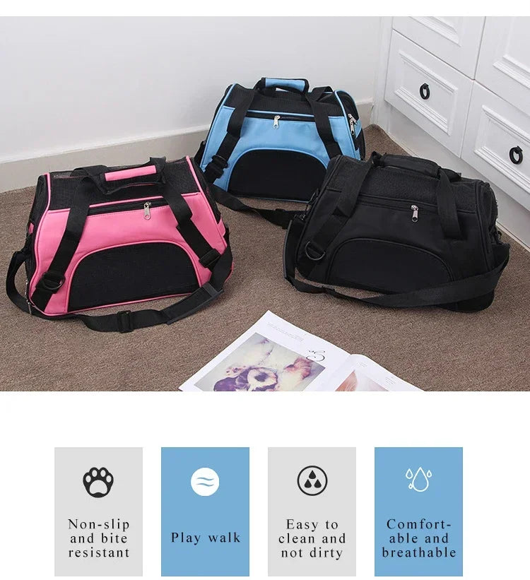 Zyvomart Portable Foldable Pet Carrier Bag - Breathable Mesh Travel Transport Handbag for Cats & Dogs