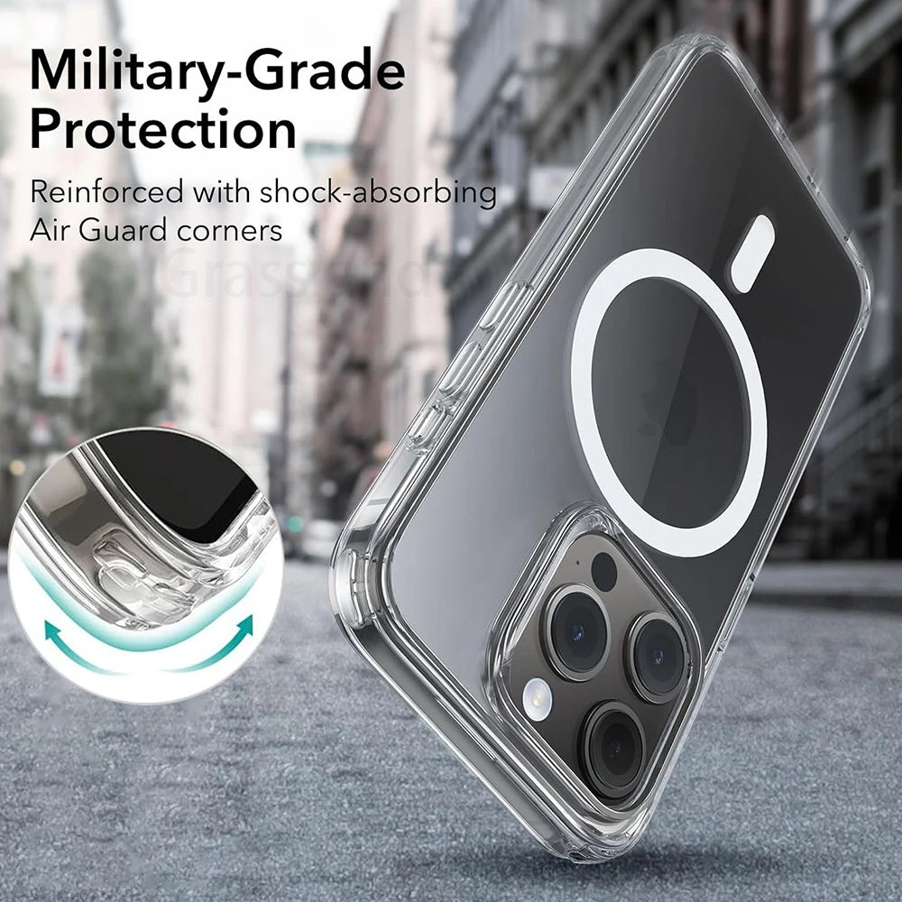Clear Magnetic Shockproof Case for iPhone 7-16 Pro Max and XR