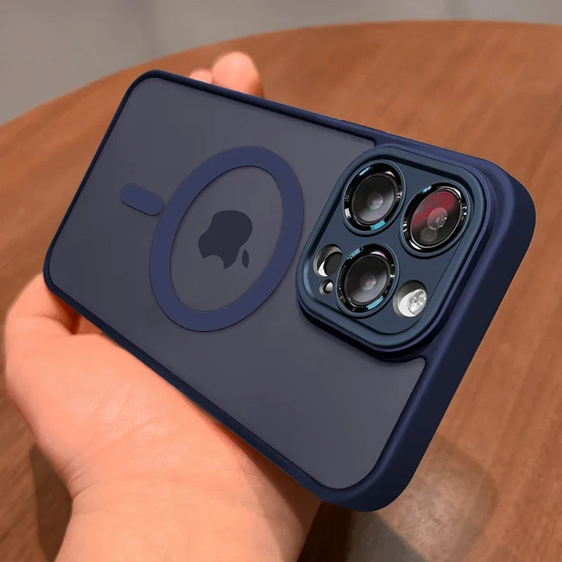 Matte Translucent Magnetic Case for iPhone 12-18 Pro Max with Lens Protector