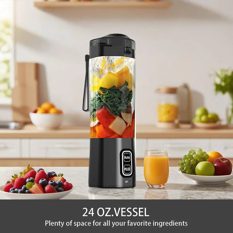 Portable Electric Juice Maker and 6-Blade Blender 700ML