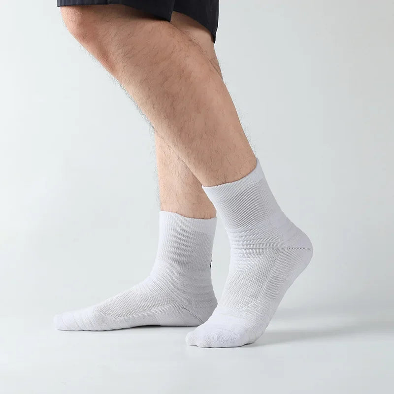 Zyvomart 3Pairs Men's Compression Socks Breathable Basketball Sports Tube Stockings