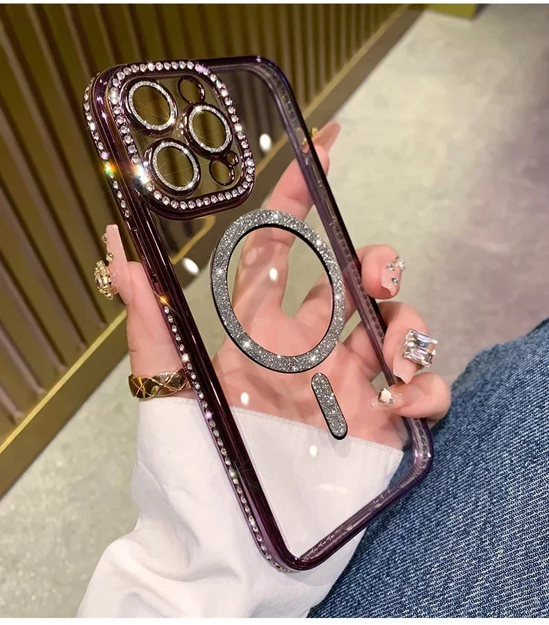 Luxury Glitter Diamond Magnetic Case for iPhone 11-17 Pro Max