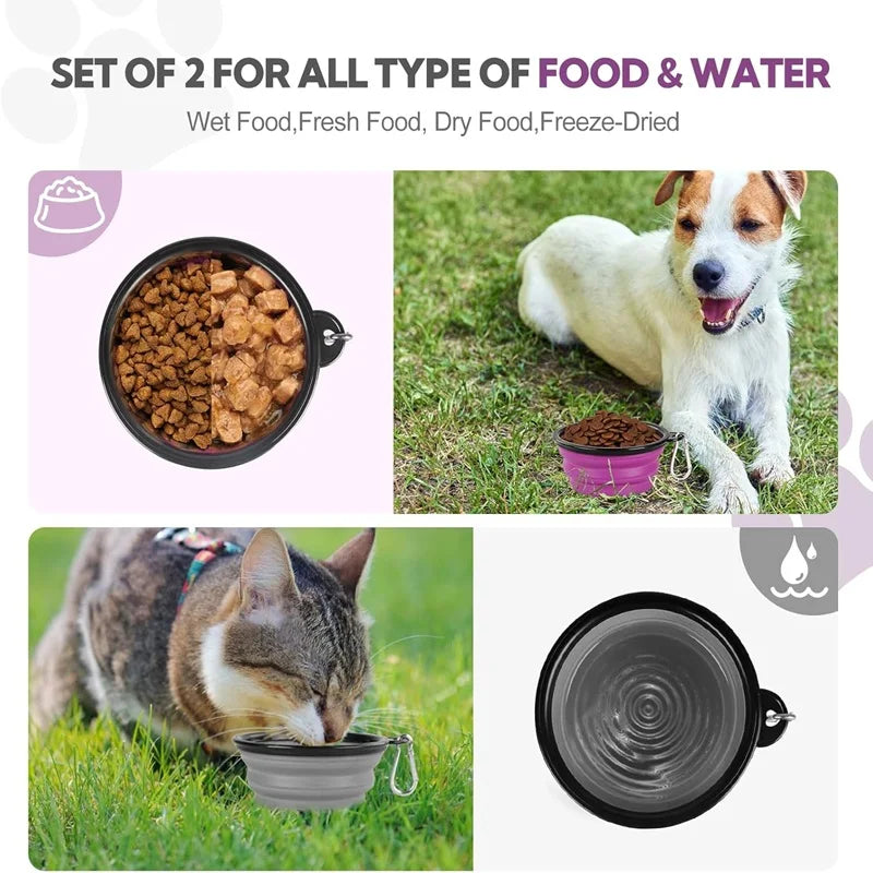 Zyvomart 2-in-1 Folding Portable Silicone Pet Feeder Bowl & Outdoor Travel Water Bottle