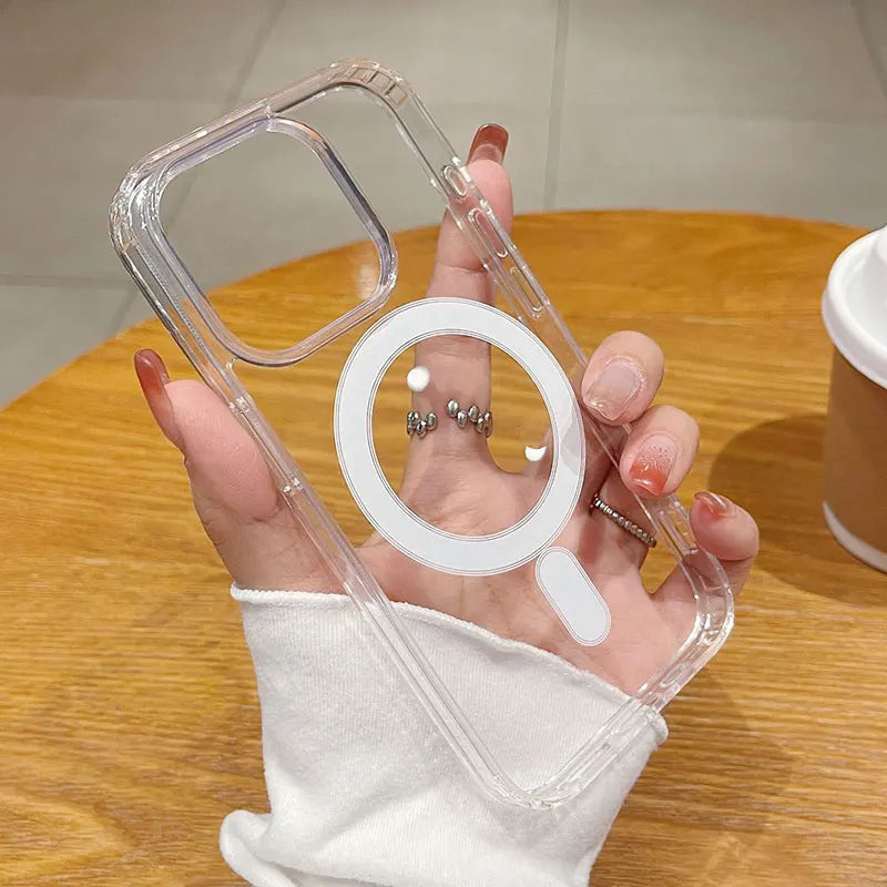 Zyvomart Ultra-Clear Magnetic Case with Shockproof Wireless Charging for iPhone