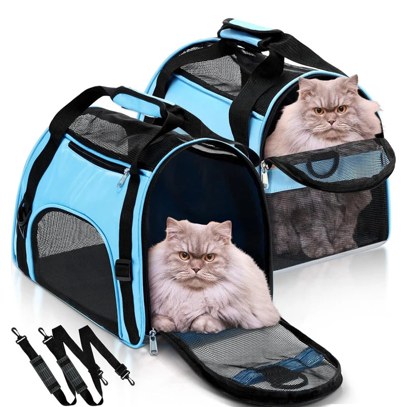Zyvomart Portable Foldable Pet Carrier Bag - Breathable Mesh Travel Transport Handbag for Cats & Dogs