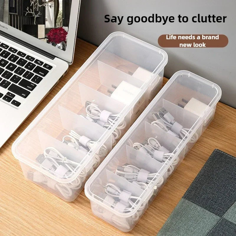 Zyvomart Transparent Data Cable Organizer Box Dustproof Desk Clutter Case