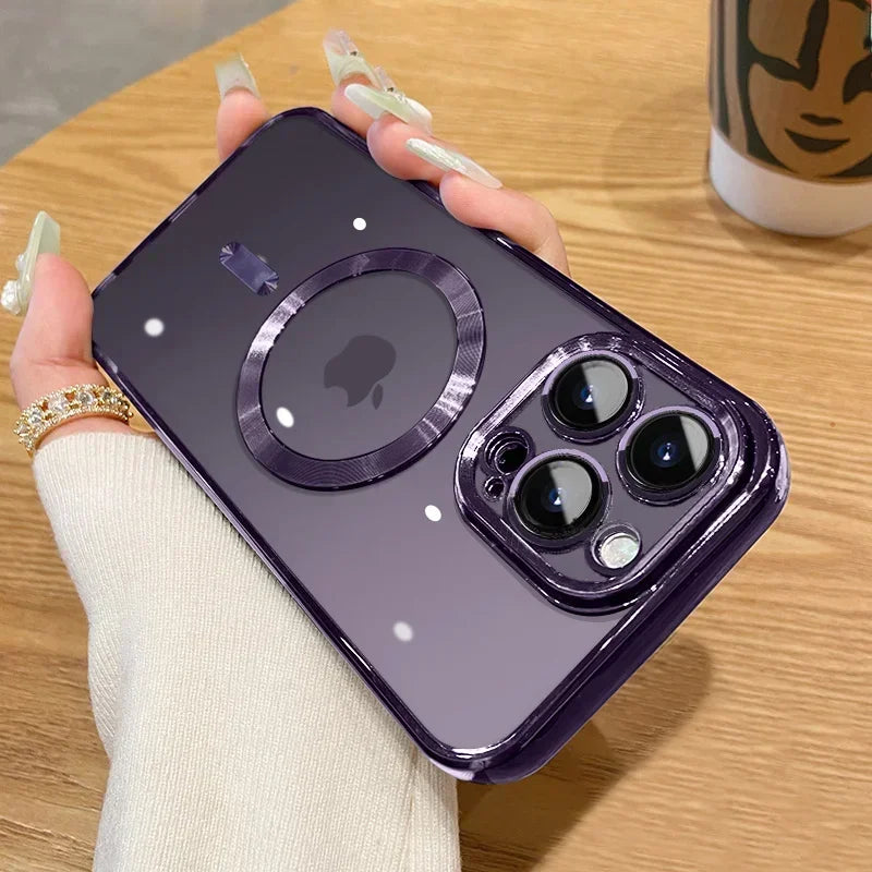 Luxury Plating Magnetic Case for iPhone 11-17 Pro Max with Lens Protector