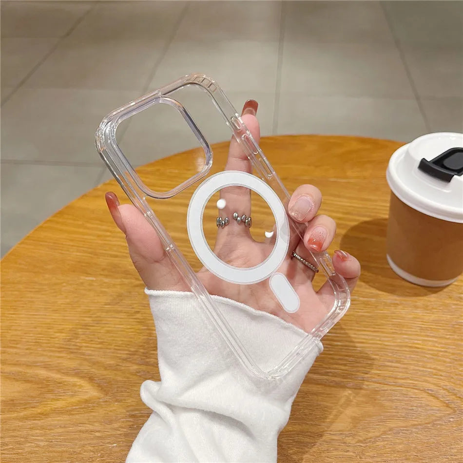 Zyvomart Ultra-Clear Magnetic Case with Shockproof Wireless Charging for iPhone