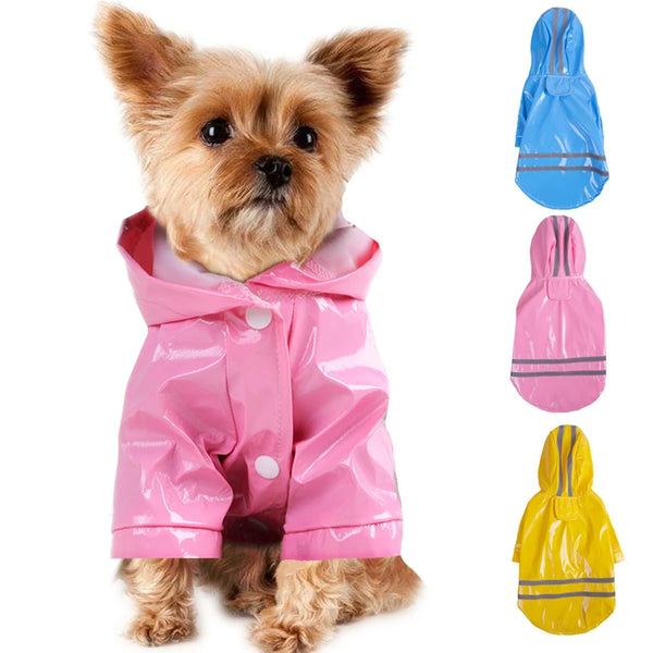 Zyvomart Summer Outdoor Waterproof Puppy Raincoat - PU Hooded Safety Jacket for Dogs & Cats