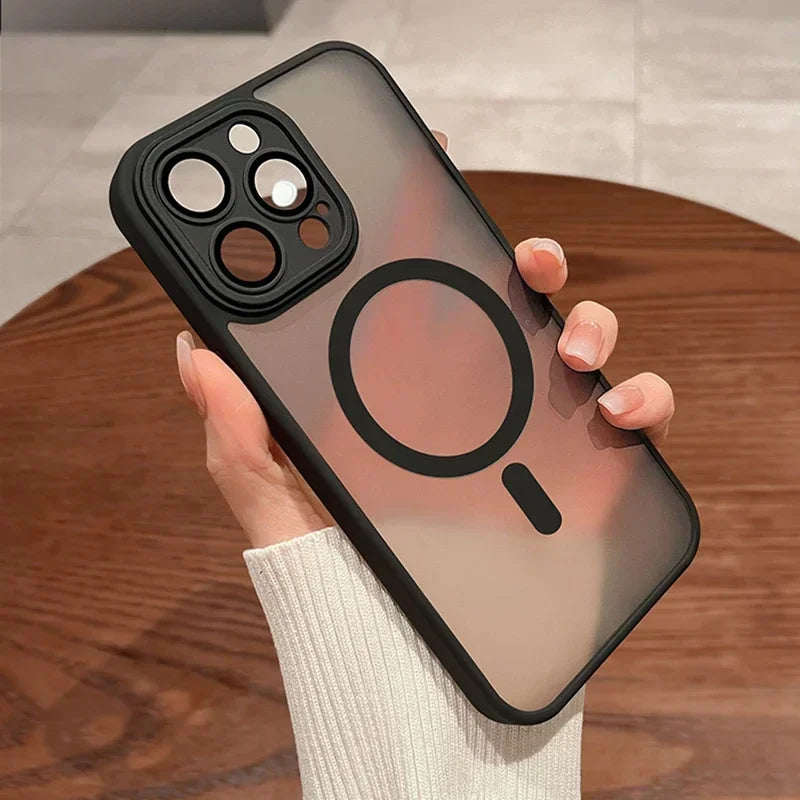 Matte Translucent Magnetic Case for iPhone 12-18 Pro Max with Lens Protector