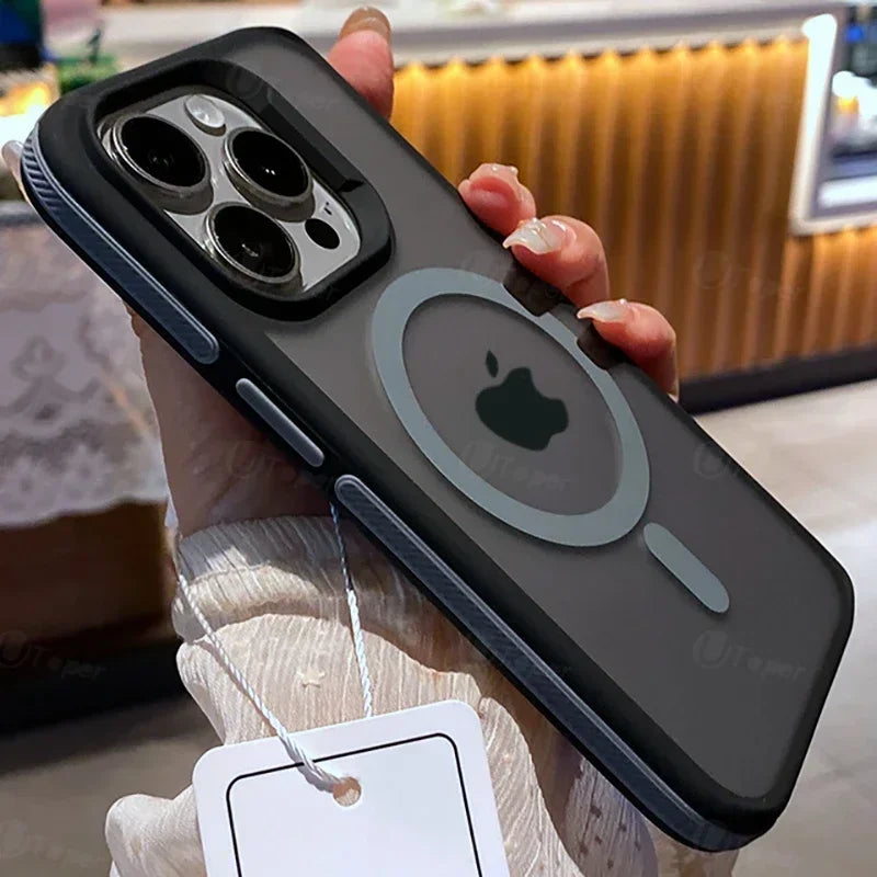 Zyvo Mart Bicolor Matte Frosted Translucent Magnetic Case for iPhone 14/15/16/17 Series