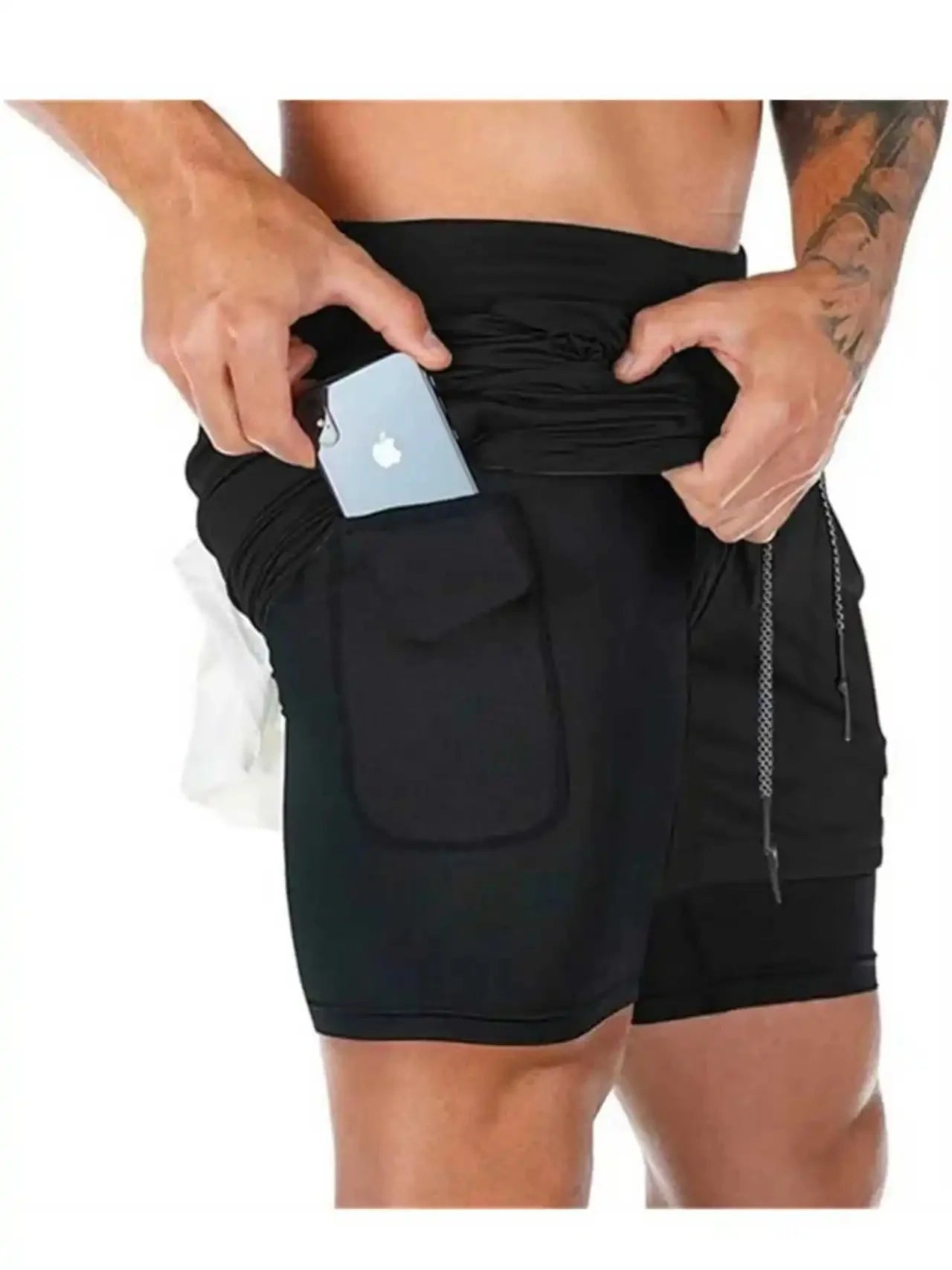 Athletic Quick Dry 2 -in-1 Workout Running Shorts for Men Short with Phone Pocket Towel Loop Fashion Gym Comfortable  Activewear