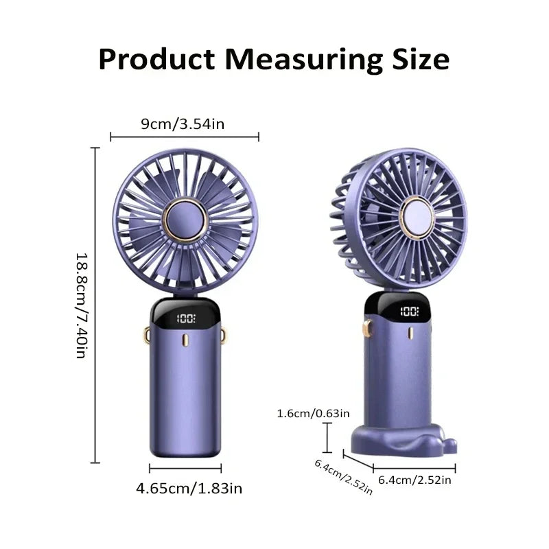 Zyvomart 5-Speed Foldable Neck Hanging Mini Fan with LED Display Screen