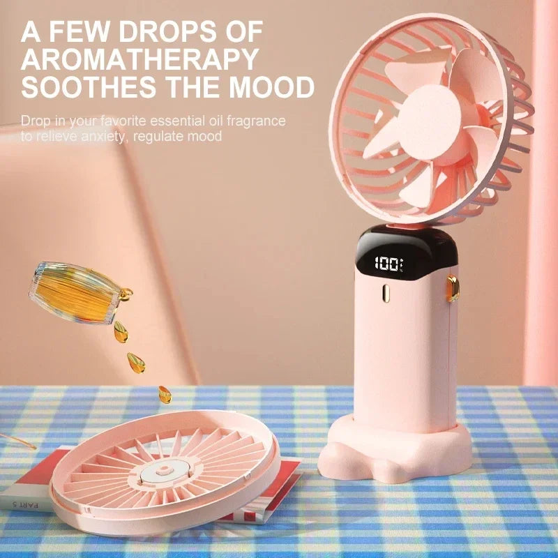 Zyvomart 5-Speed Foldable Neck Hanging Mini Fan with LED Display Screen