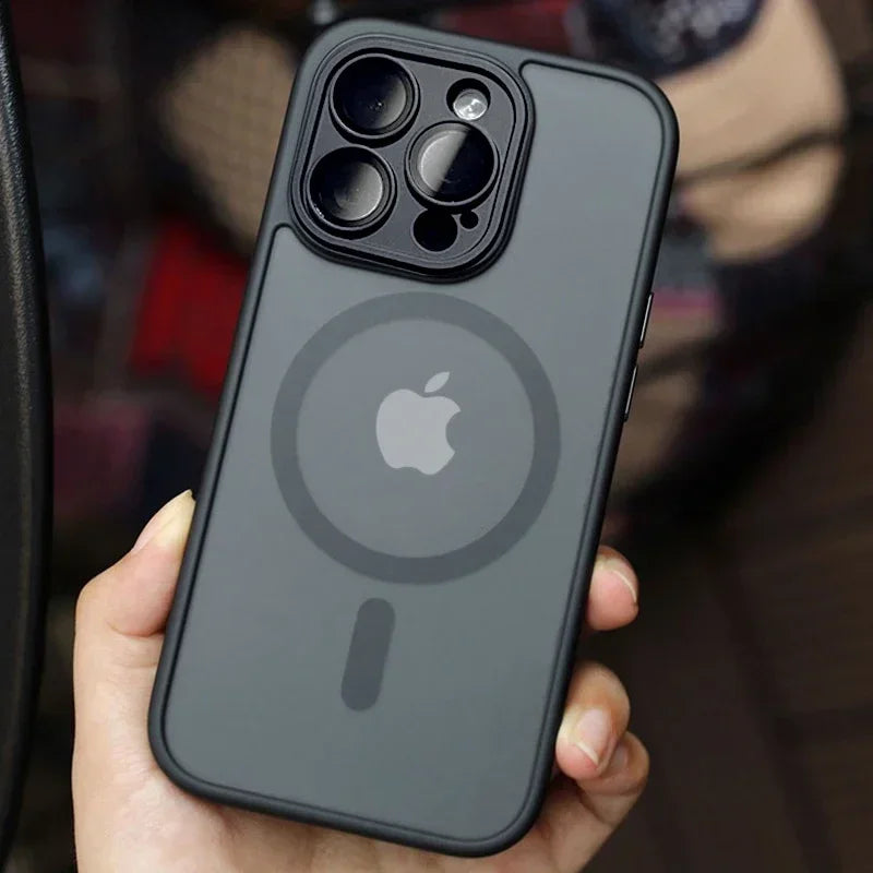 Matte Translucent Magnetic Case for iPhone 12-18 Pro Max with Lens Protector