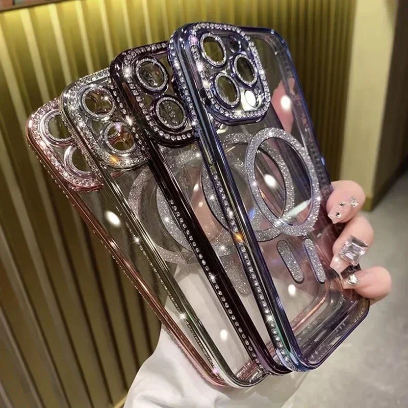 Luxury Glitter Diamond Magnetic Case for iPhone 11-17 Pro Max