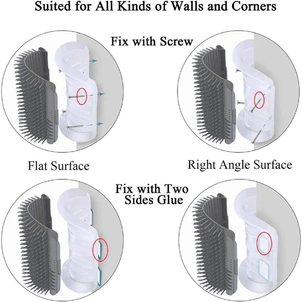Zyvomart Cat Corner Scratcher Self Groomer with Catnip - Wall Corner Massage Comb & Hair Grooming Brush