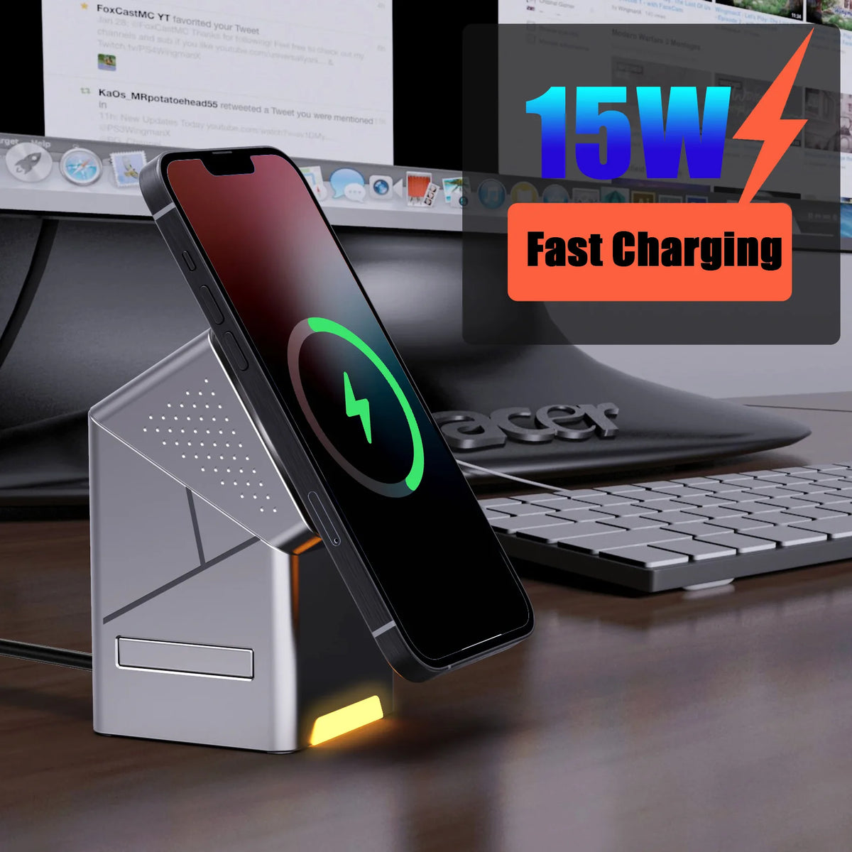 3-in-1 Wireless Charging Station with Auto-Rotating Stand