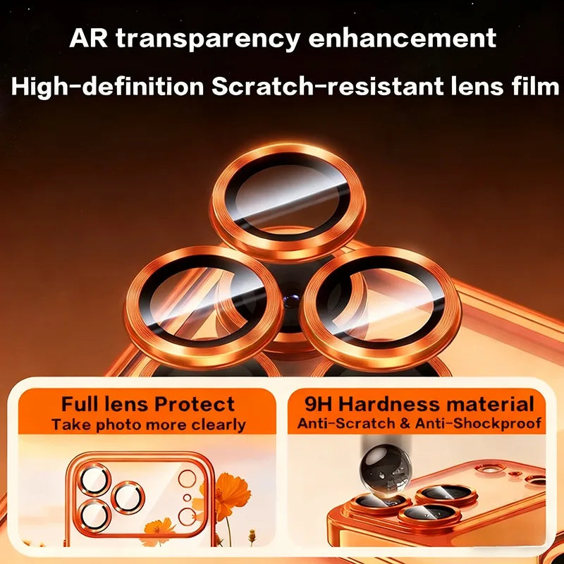 Zyvomart Luxury Orange Plating Magnetic Clear Case with Wireless Charging for iPhone