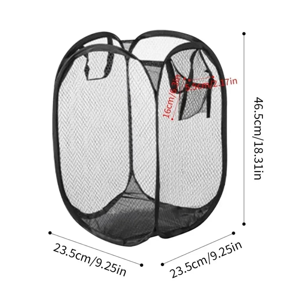 Collapsible Mesh Laundry Basket and Portable Storage Hamper