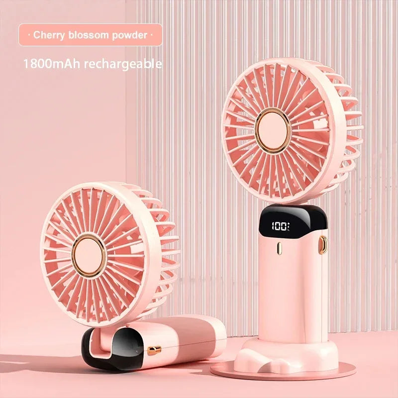 Zyvomart 5-Speed Foldable Neck Hanging Mini Fan with LED Display Screen