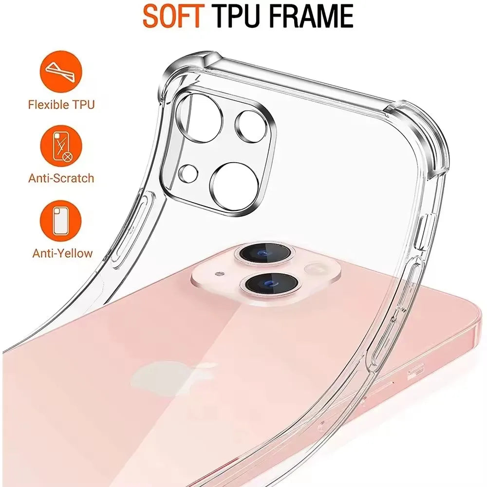 Clear Shockproof Phone Case with Soft Corners for iPhone 7-17 Pro Max
