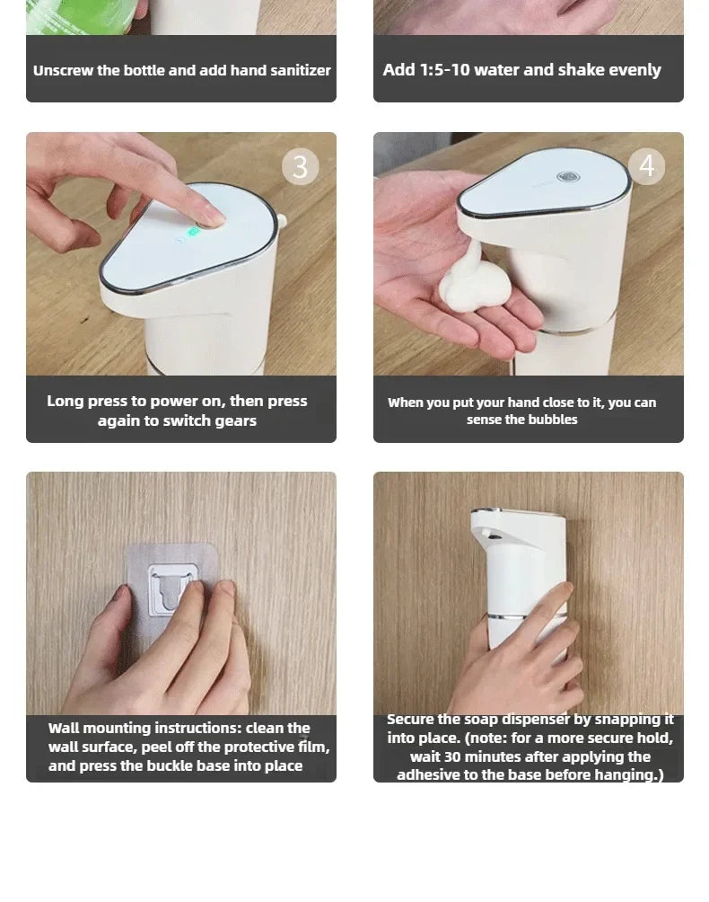 Automatic Foam Soap Dispenser with USB Charging and Smart Sensor for Bathroom