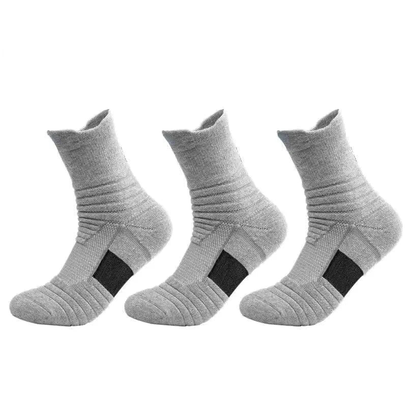 Zyvomart 3Pairs Men's Compression Socks Breathable Basketball Sports Tube Stockings