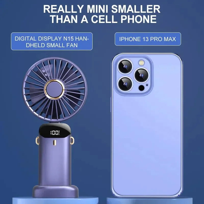 Zyvomart 5-Speed Foldable Neck Hanging Mini Fan with LED Display Screen