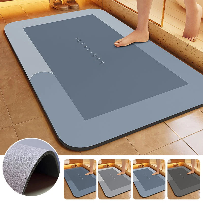 Super Absorbent Diatomite Bath Mat - Quick Dry Non-Slip Floor Rug
