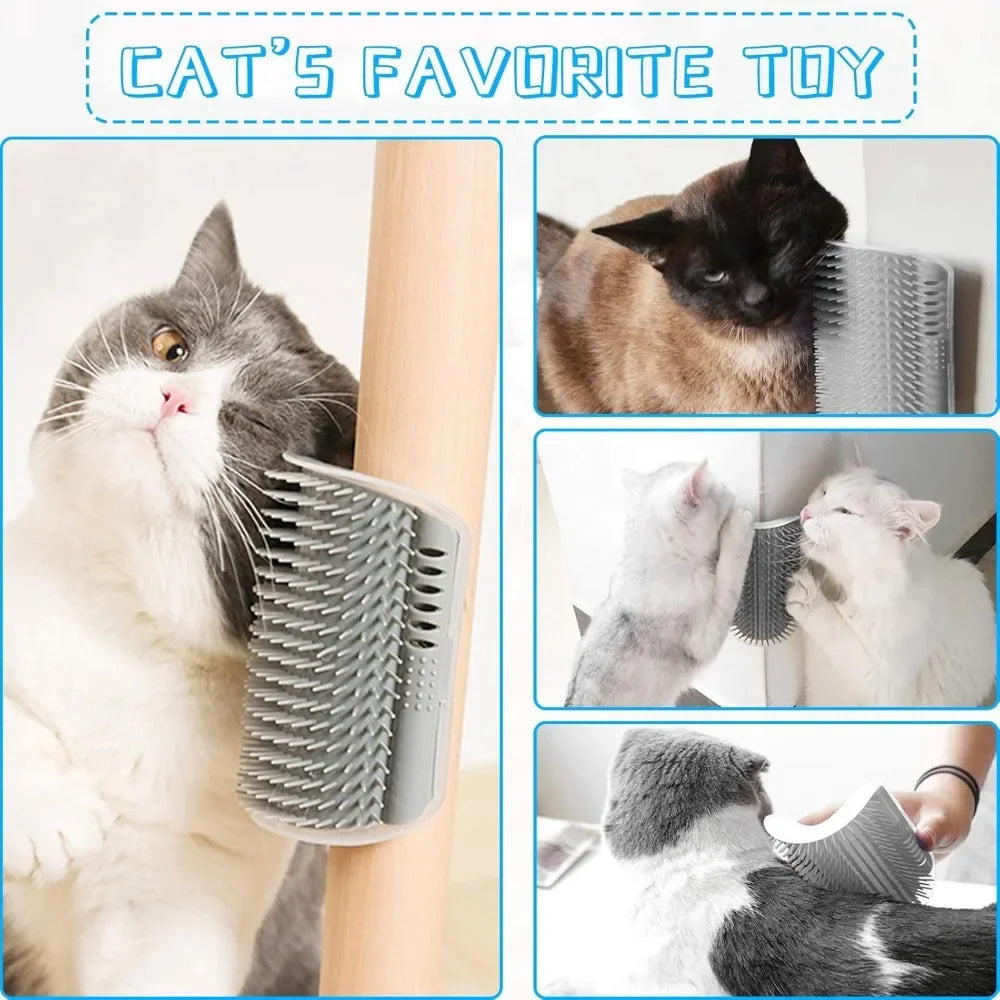 Zyvomart Cat Corner Scratcher Self Groomer with Catnip - Wall Corner Massage Comb & Hair Grooming Brush