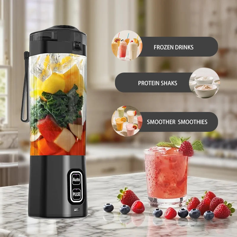 Portable Electric Juice Maker and 6-Blade Blender 700ML