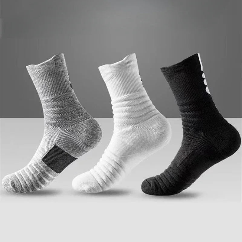 Zyvomart 3Pairs Men's Compression Socks Breathable Basketball Sports Tube Stockings