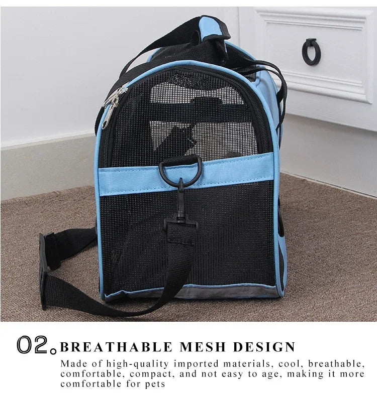 Zyvomart Portable Foldable Pet Carrier Bag - Breathable Mesh Travel Transport Handbag for Cats & Dogs
