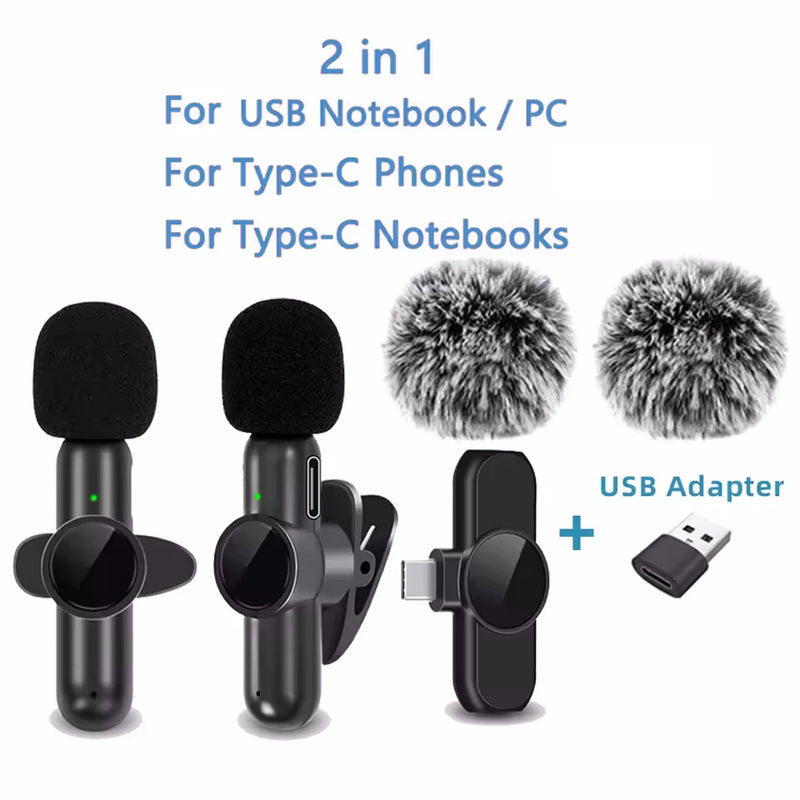 Zyvomart Professional Dual Wireless Lavalier Microphone Kit for iPhone Android