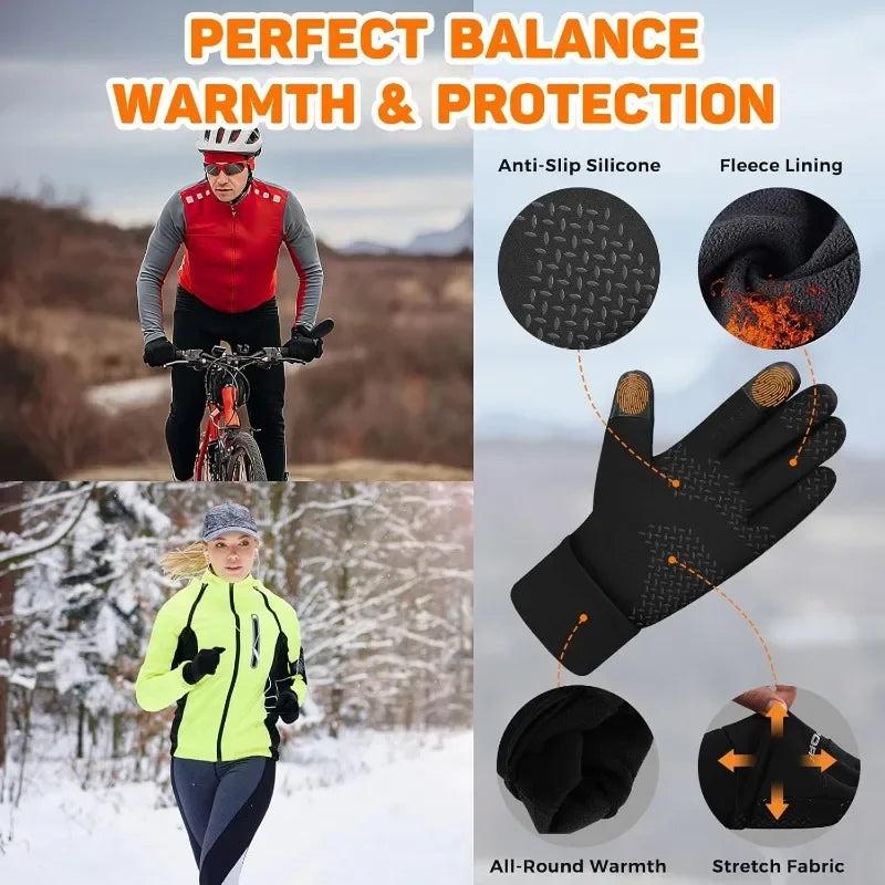 Zyvomart Unisex Winter Warm Touch Screen Windproof Non-Slip Cycling Gloves