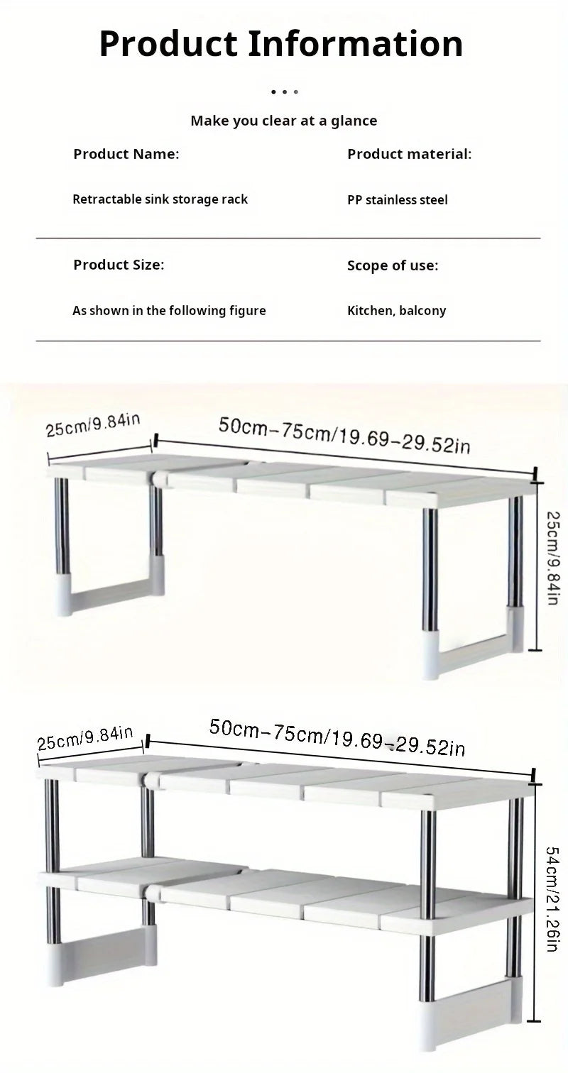 Expandable Under Sink Storage Rack and Kitchen Cabinet Organizer