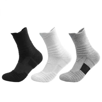 Zyvomart 3Pairs Men's Compression Socks Breathable Basketball Sports Tube Stockings