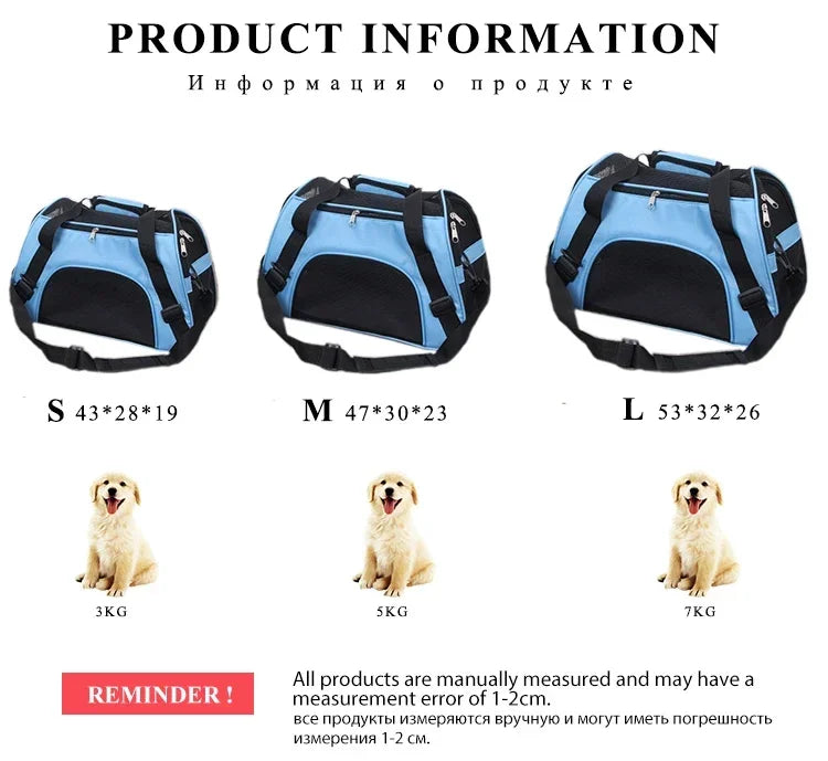 Zyvomart Portable Foldable Pet Carrier Bag - Breathable Mesh Travel Transport Handbag for Cats & Dogs